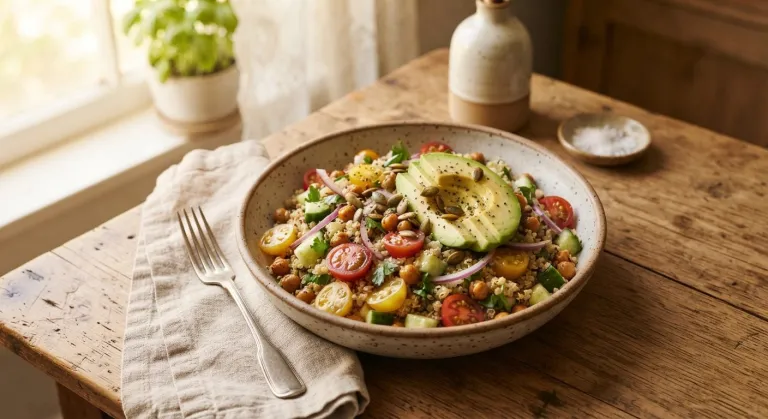 Amanida de quinoa amb alvocat i cigrons