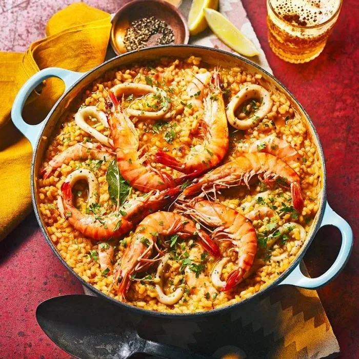 Riso con gamberi e calamari
