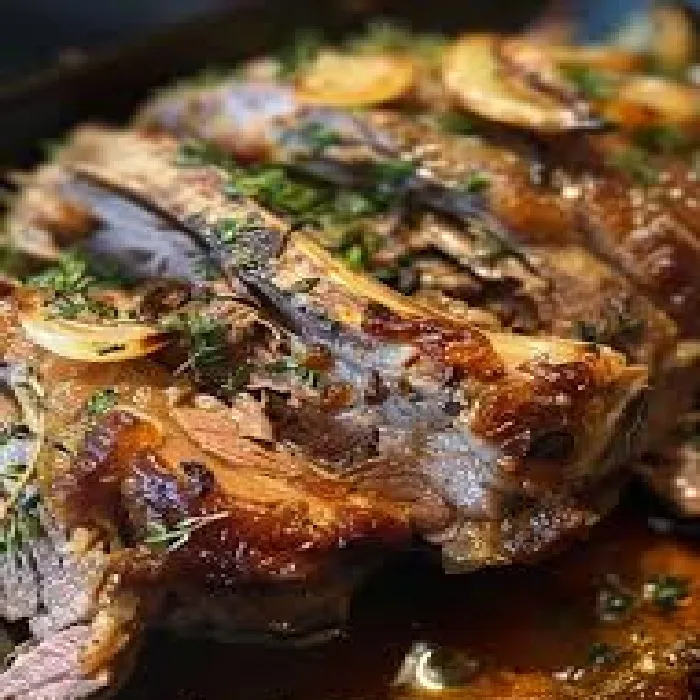 Cordero asado a fuego lento con canela, hinojo y cítricos