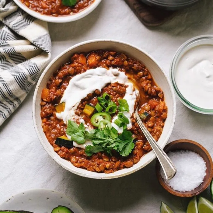 Chili fumé aux lentilles et à la courge