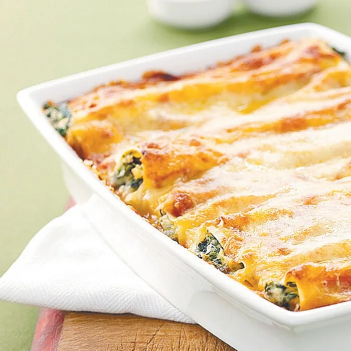 Canelones de espinacas y ricotta