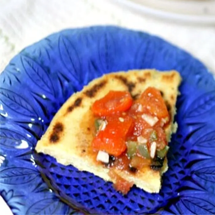 Algerian Bouzgene Berber pa amb Roasted Pep Sauce